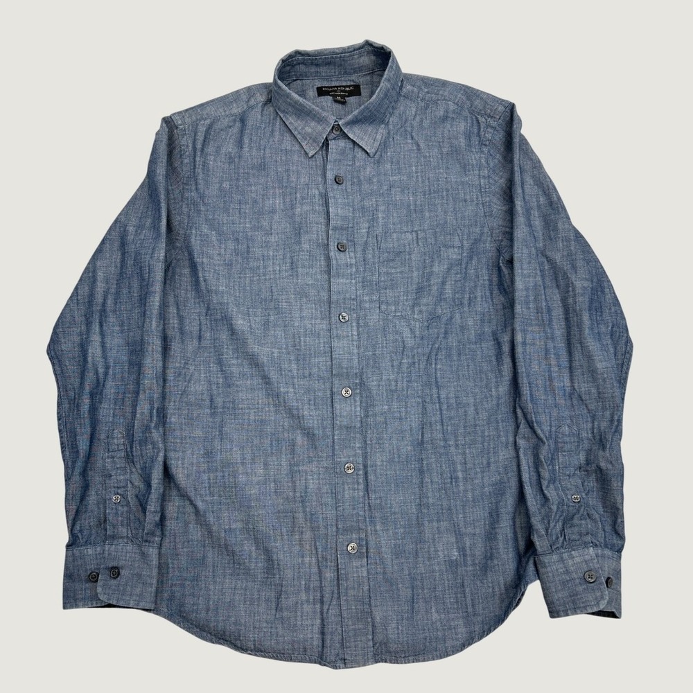 Banana Republic Button Down Shirt Mens M Blue Chambray Slim Fit Cotton
